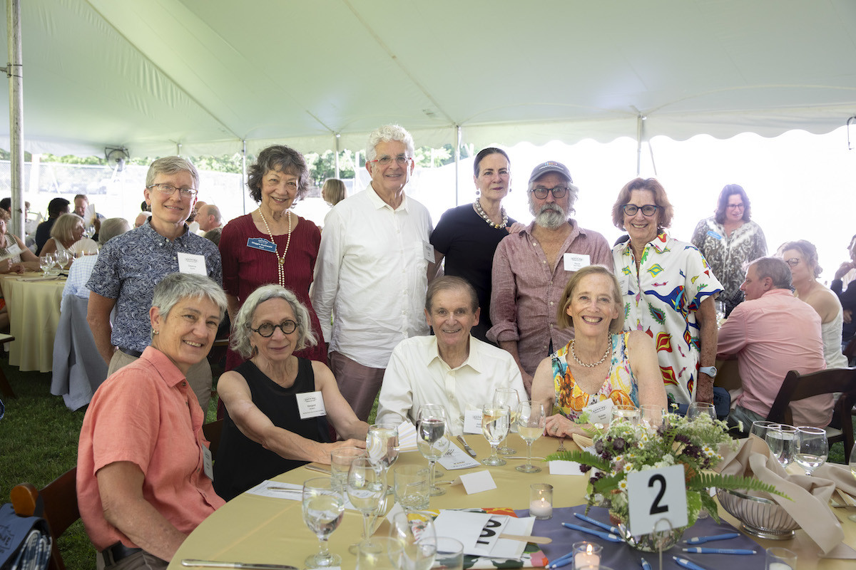 Back row: Deanna Scarfe, Mahaiwe Board member and former chair Maggie Buchwald, Rick Amdur, Nurit Amdur, David Warmflash, Andrea Marks. Front row: Melissa Leonhardt, Mahaiwe Board Chair Margaret Deutsch, former Mahaiwe Board member Judd Shoval, Susan Shoval