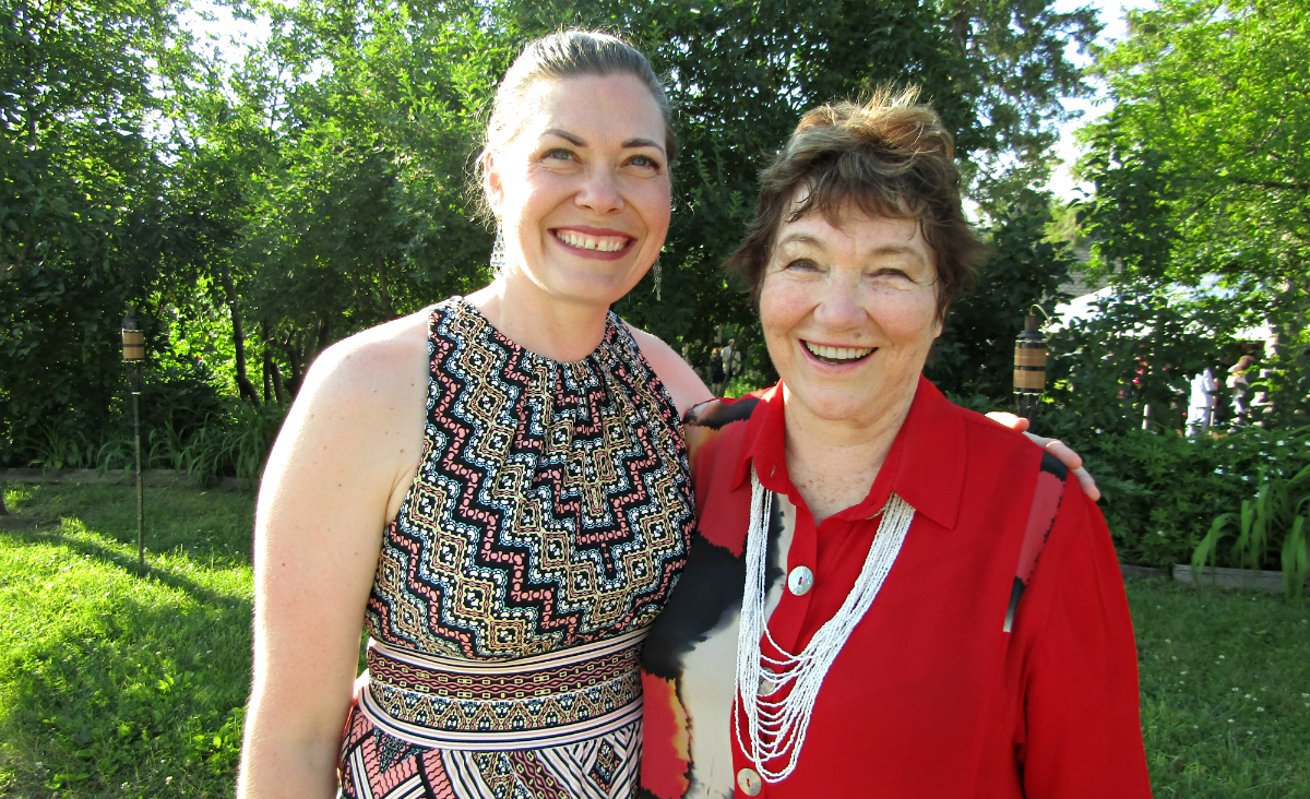 Kristen Moriarty, S&amp;Co.&#39;s individual giving associate, with Founding Artistic Director&nbsp;Tina Packer