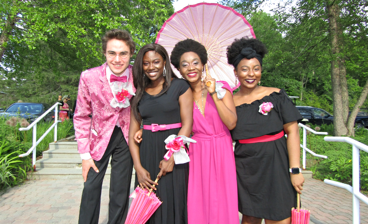 Evan Silverstein, Cat Christmas, Ashli Funches and Angelique Dinn, all from&nbsp;the Summer Conservatory Program, greeted guests.