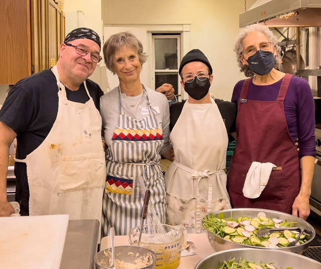The Thursday cooks: Tommy Carlucci, Nancy Kuster, B Kennedy, Joanne Klein. Photos by Sarah Sterling