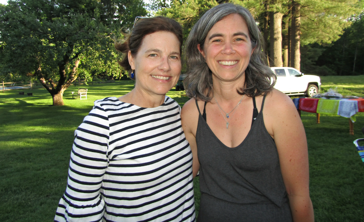 Host Tracy Finnegan and performer Jen Crowell