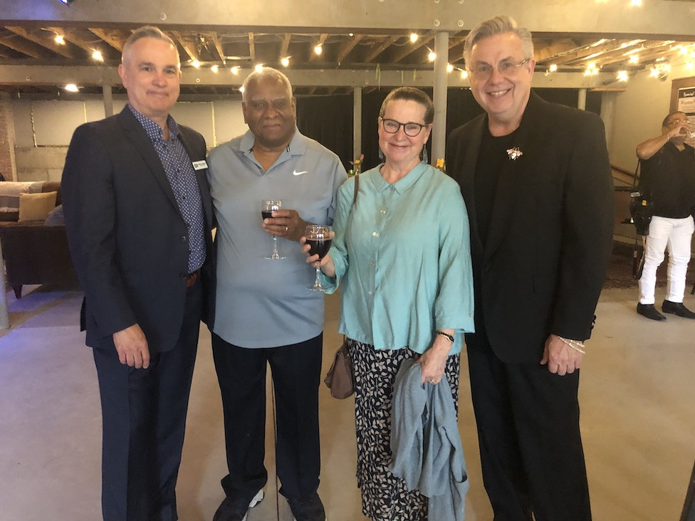 Board President Patrick Trettenero with Jim and Margot Jackson, and Brett Bernardini, The Stissing Center's executive director Board President Patrick Trettenero with Jim and Margot Jackson, and Brett Bernardini, The Stissing Center's executive director