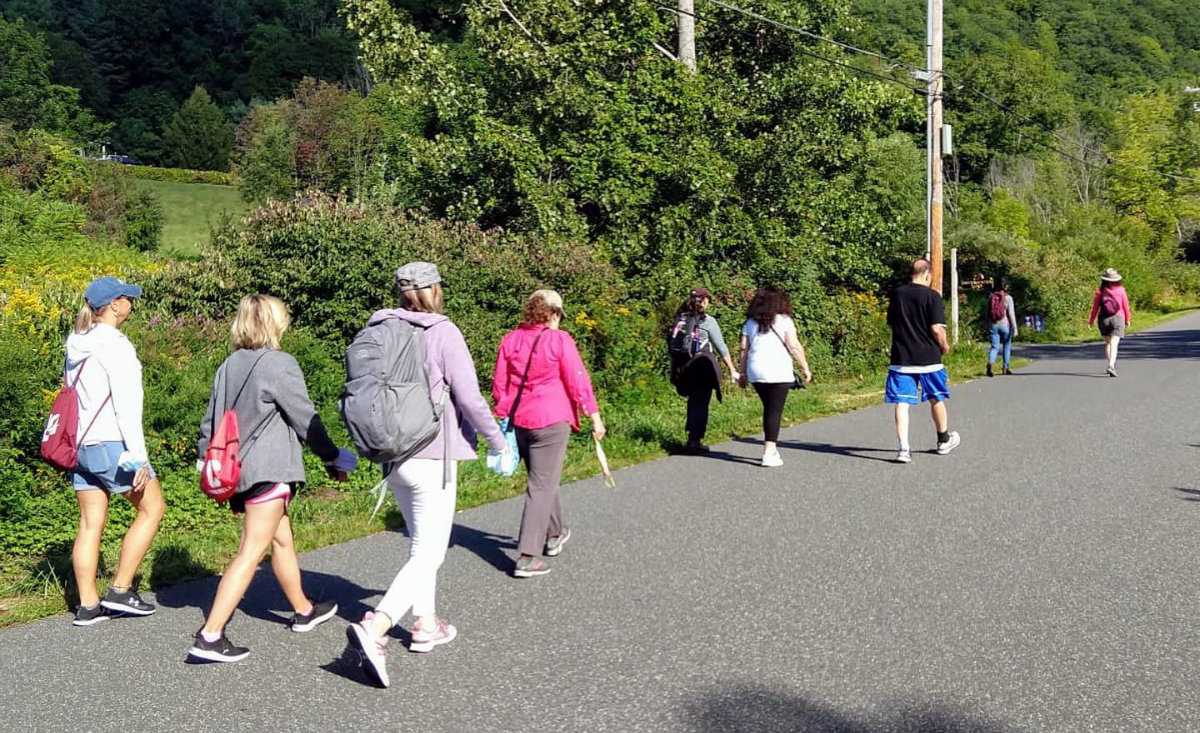 Our group sets out on Undermountain Road in Lenox. Photo courtesy of Berkshire Camino.