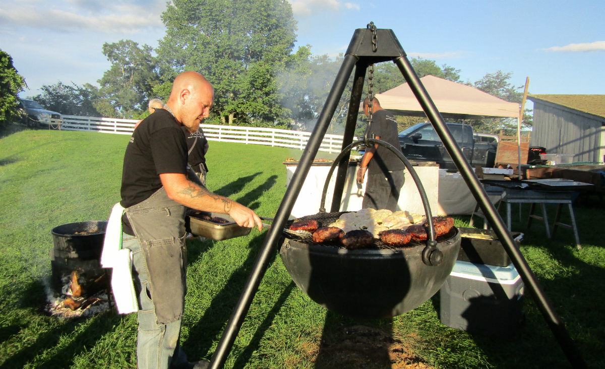 Dinner is prepared outside. Dinner is prepared outside.