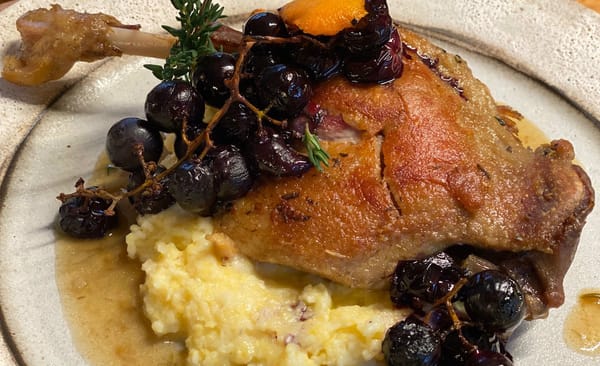 Recipe: Duck Confit With Spice Roasted Concord Grapes