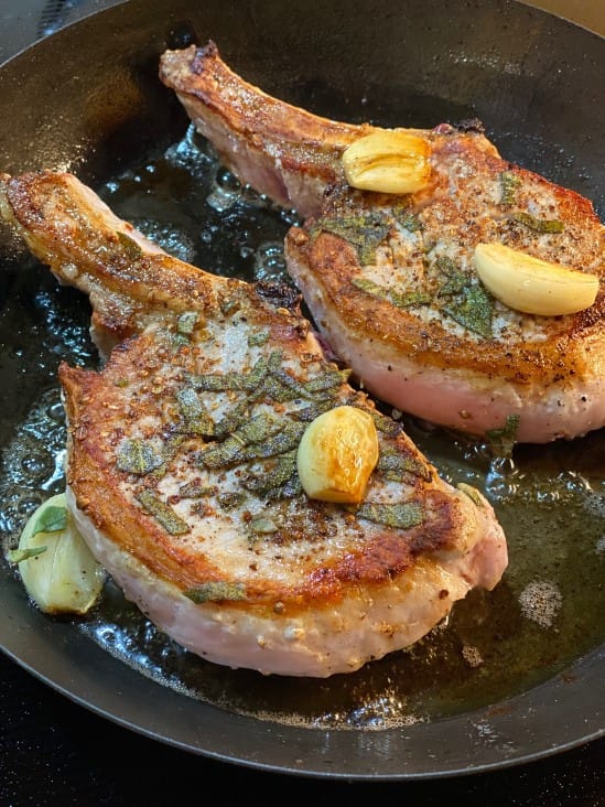 Recipe: Pan-seared Pork Chops With Garlic, Sage And Coriander Seed