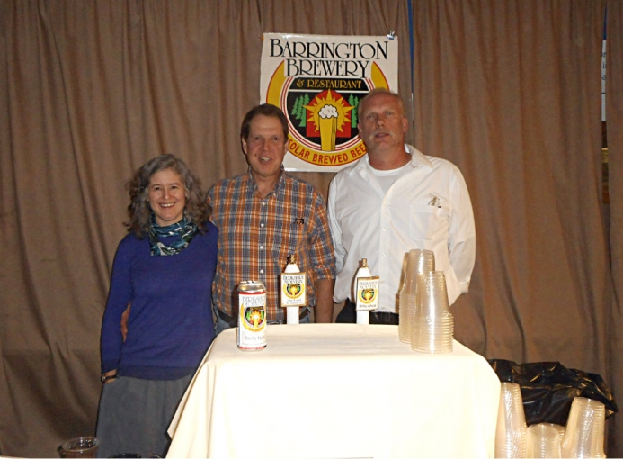 <p><strong>Barrington Brewery&#39;s Nancy Dutton and owner Andrew Mankin, with server Mike Roper.</strong></p>