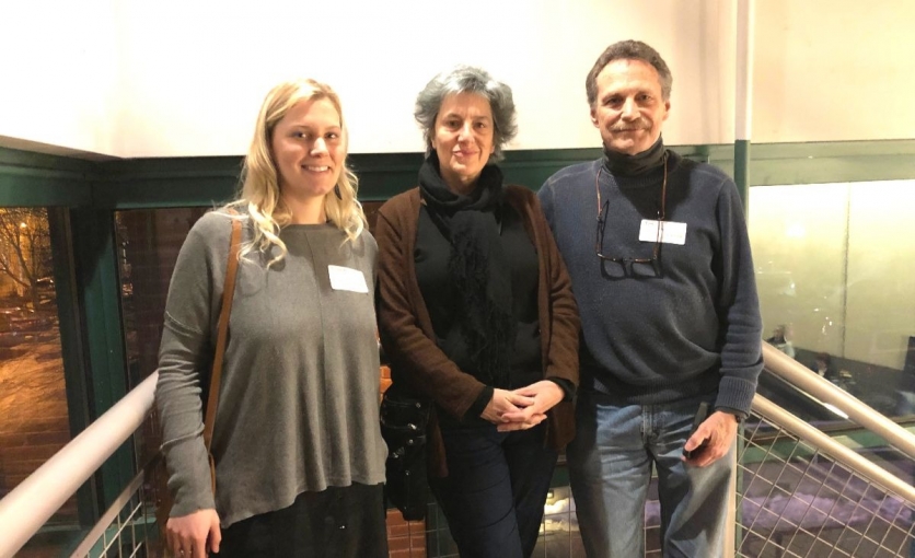 <p><strong>Board member Rachel Moriarty, who is also director of operations at the Schumacher Center; Karin Watkins and Tim Geller, executive director of CDCSB.</strong></p>
