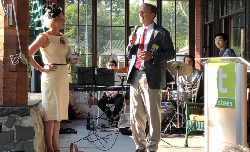 <p><strong>Trustees of Reservations President and CEO Barbara Erickson and Board Chair Peter Coffin address the crowd.</strong></p>