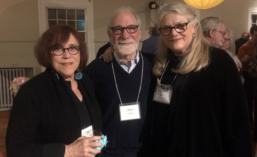 <p><strong>Norma Cohen, a member of the Academy&#39;s gallery committee; Alan Cohen, and Madaline Sparks, a volunteer and RI&#39;s garden contributor.</strong></p>
