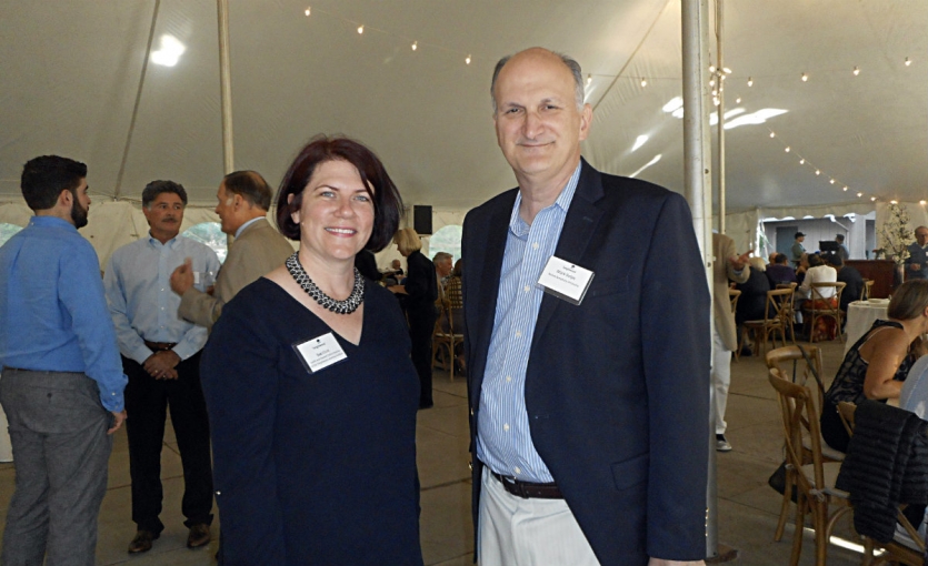 <p><strong>Sue Elliott, director of the Tanglewood Learning Institute, currently under construction, and Mark Volpe, BSO managing director.</strong></p>